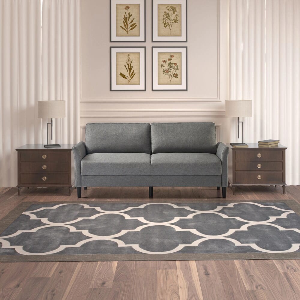 Zinus Jackie Upholstered 3-Seat Sofa, Dark Gray