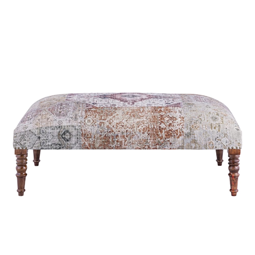Albany Living Patterned Upholstered Bench, Ivory/Gray