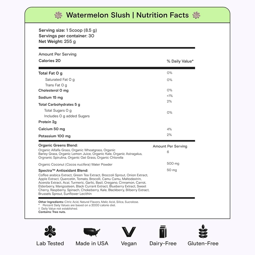 Kiala Nutrition Super Greens, Watermelon Slush, 30 Servings