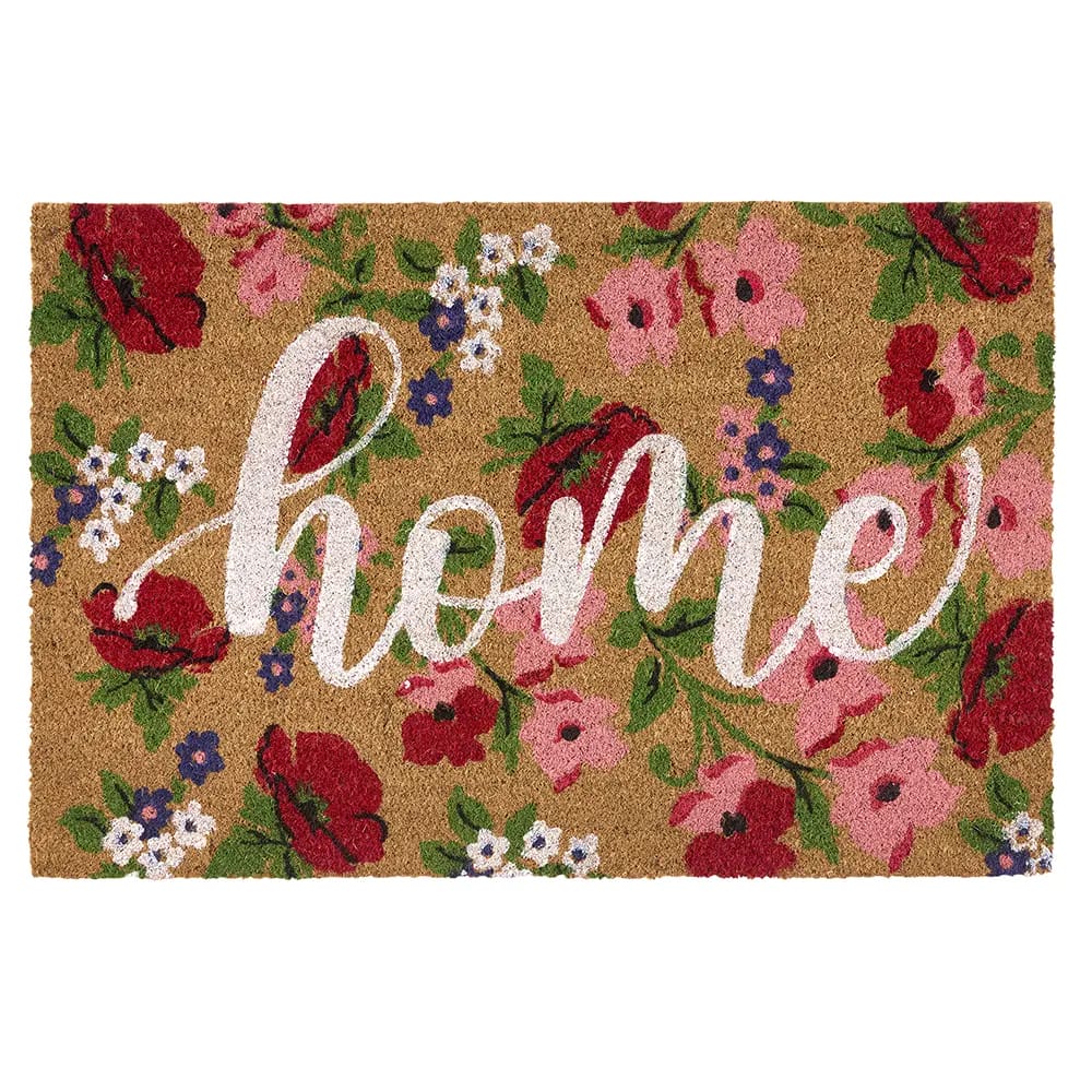 Floral Coir Doormat, 23" x 35"