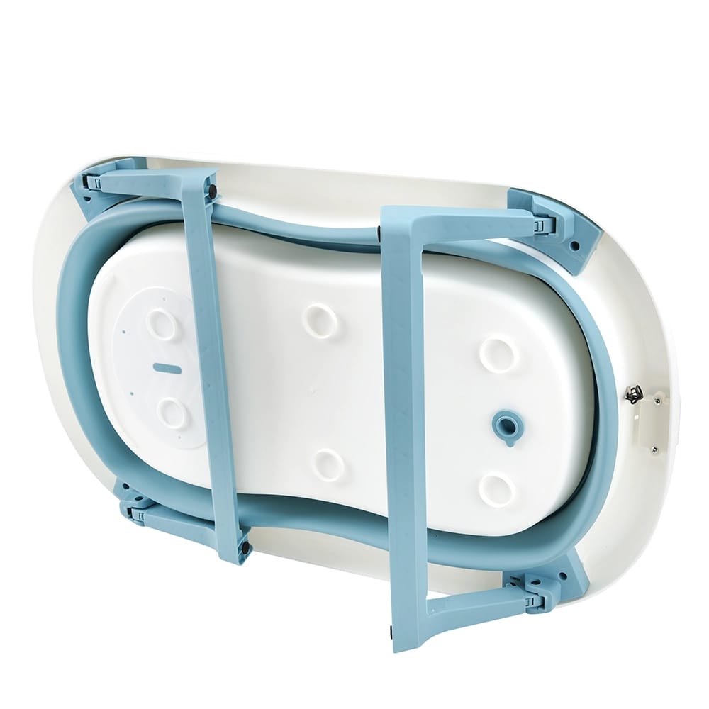 TranquilBeauty Foldable Baby Bathtub with Built-In Thermometer, Green/Blue
