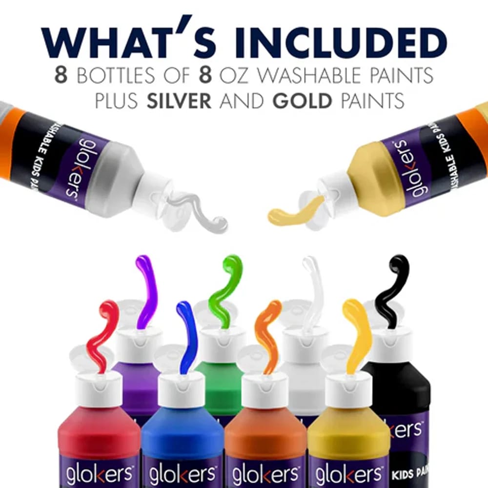 Glokers Washable Kids Paints, 10 Colors