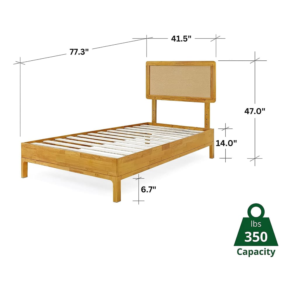 Bme Nipe Twin Acacia Wood Bed Frame, Natural