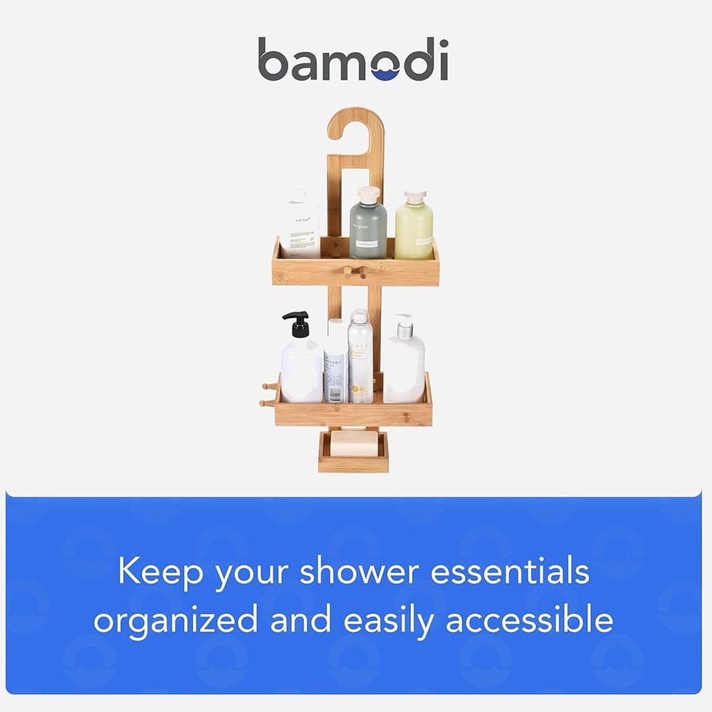 Bamodi Hanging Bamboo 2-Tier Shower Caddy