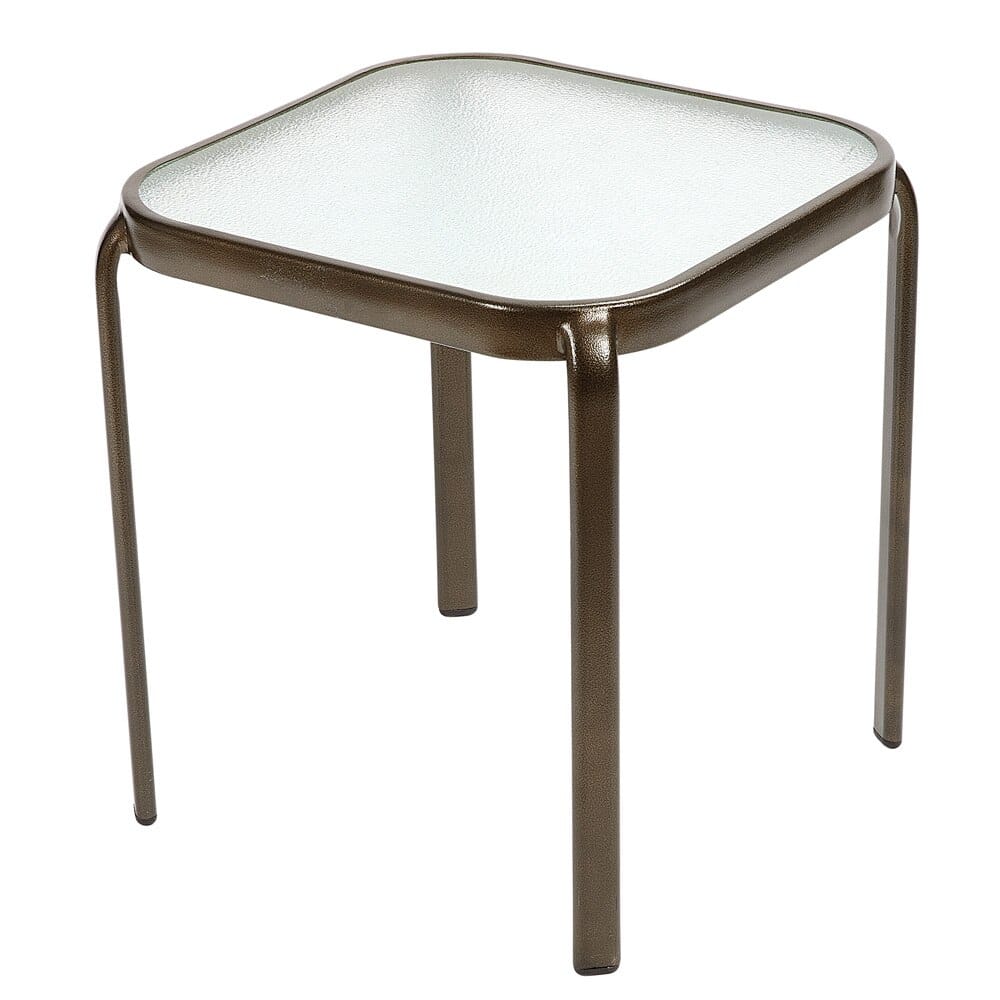Square Glass Top End Table, 16"