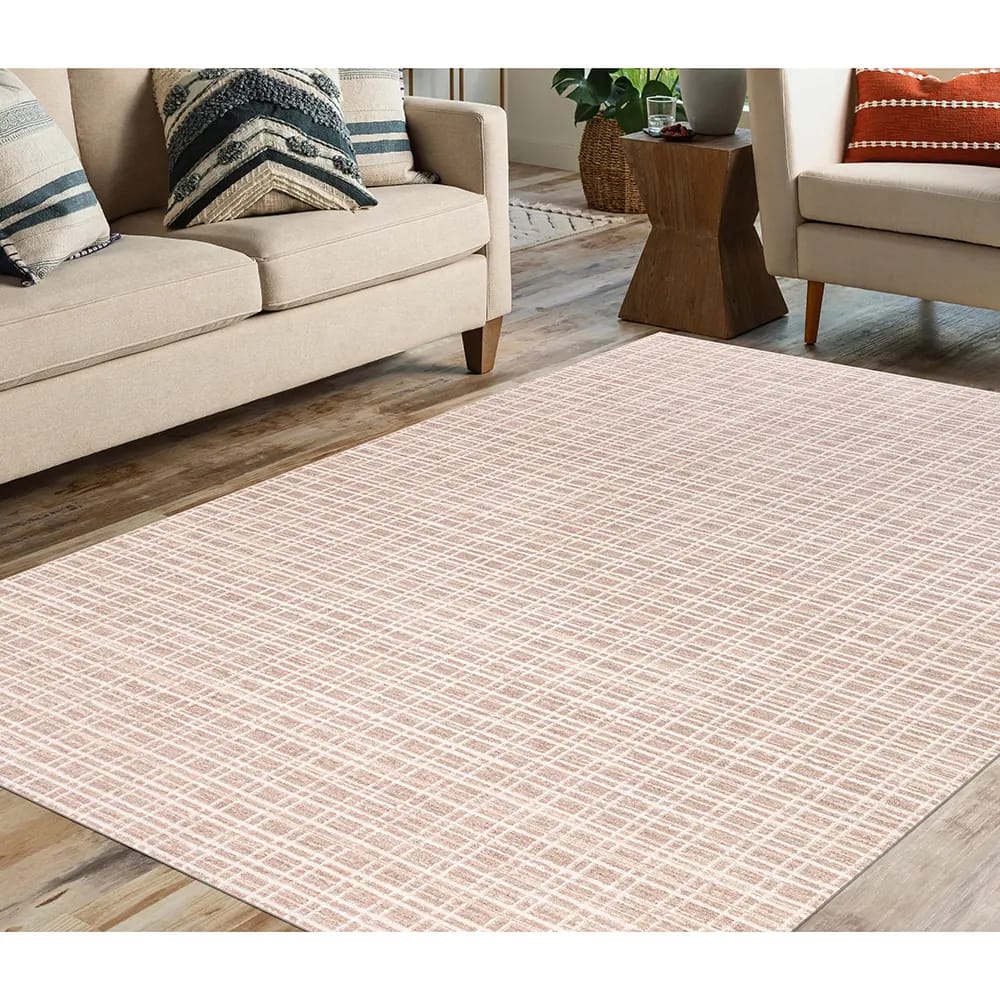 Hazel Collection 9' x 12' Plaid Area Rug, Beige & Ivory