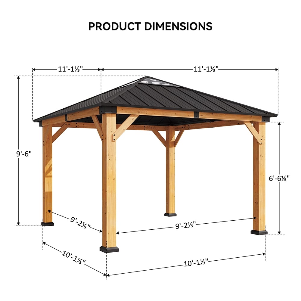 Rockport 11' x 11' Cedar Wood Hard Top Gazebo