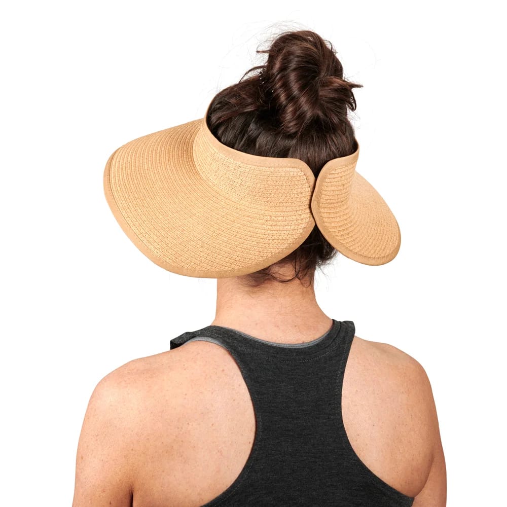 Wide Brim Roll-Up Straw Sun Visor