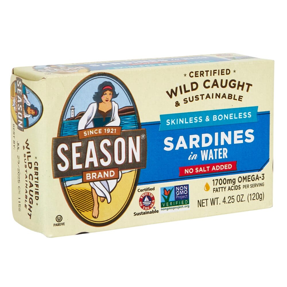 Season Brand Boneless & Skinless Sardines in Water, 4.25 oz