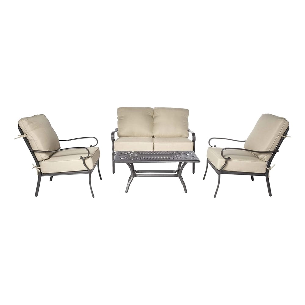 Alfresco Home Newbury 4 Piece Cast Aluminum Seating Set
