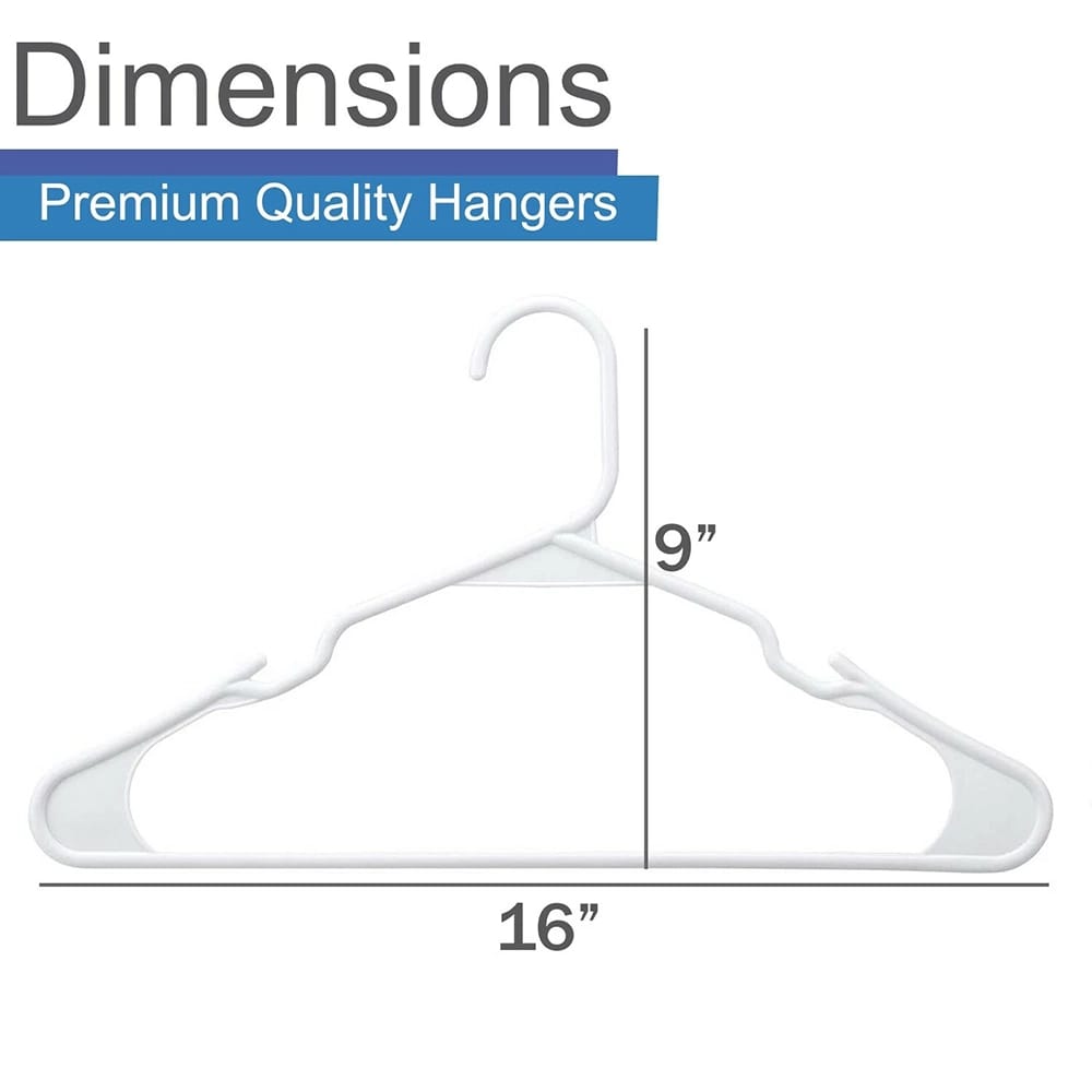 Heshberg Notched Plastic Hangers, White, 50 Pack