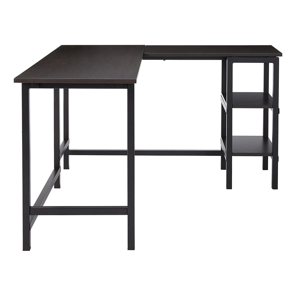 Zinus Luke L-Shaped Desk with Shelves, Espresso