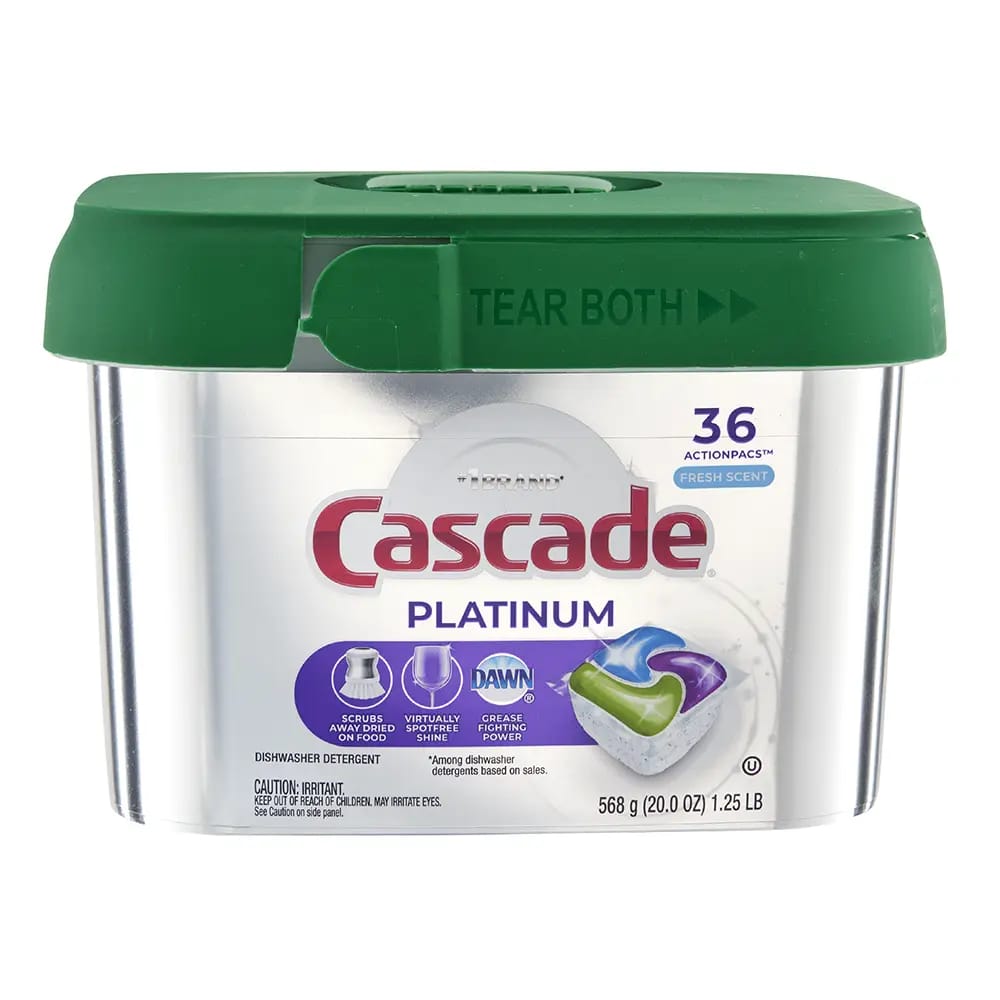 Cascade Platinum Fresh Scent Actionpacs Dishwasher Detergent, 36 Count