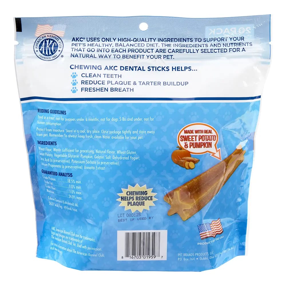 American Kennel Club Dentacare Sweet Potato, Pumpkin & Yogurt Flavor Dog Treats, 20 pk.