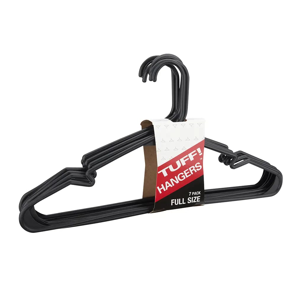 TUFF! Full Size Black Hangers, 7 Count