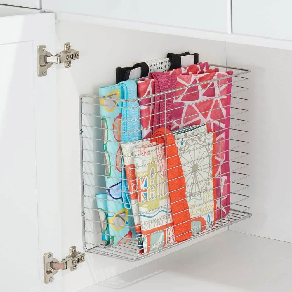 mDesign Metal Wire Wall-Mounted Magazine Holder/Storage Organizer, Set of 2, Chrome