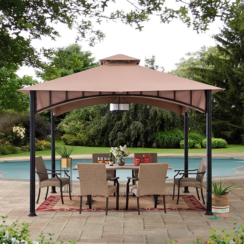 Sunjoy 11' x 11' Canopy Gazebo with Bamboo Look Steel Frame