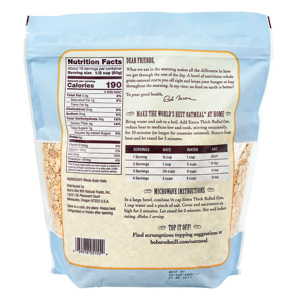 Bob's Red Mill Extra Thick Whole Grain Rolled Oats, 32 oz