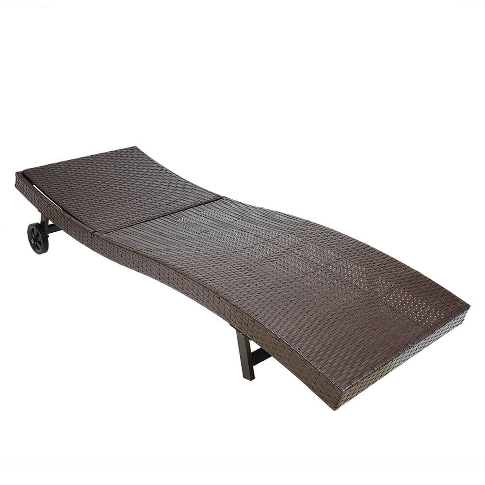 All-Weather HDPE Resin Wicker Chaise Lounge, Set of 2, Brown