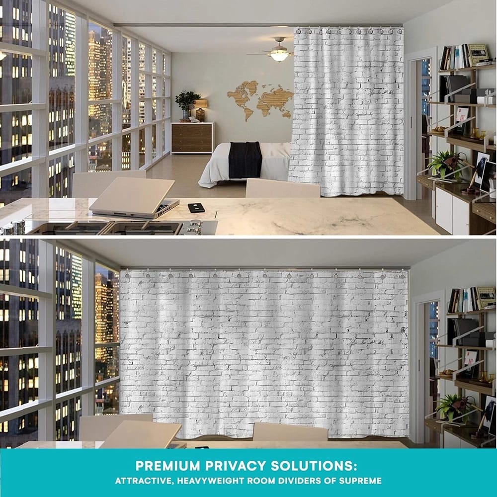 Room/Dividers/Now Premium Room Divider Curtain, 8' x 15', White Brick