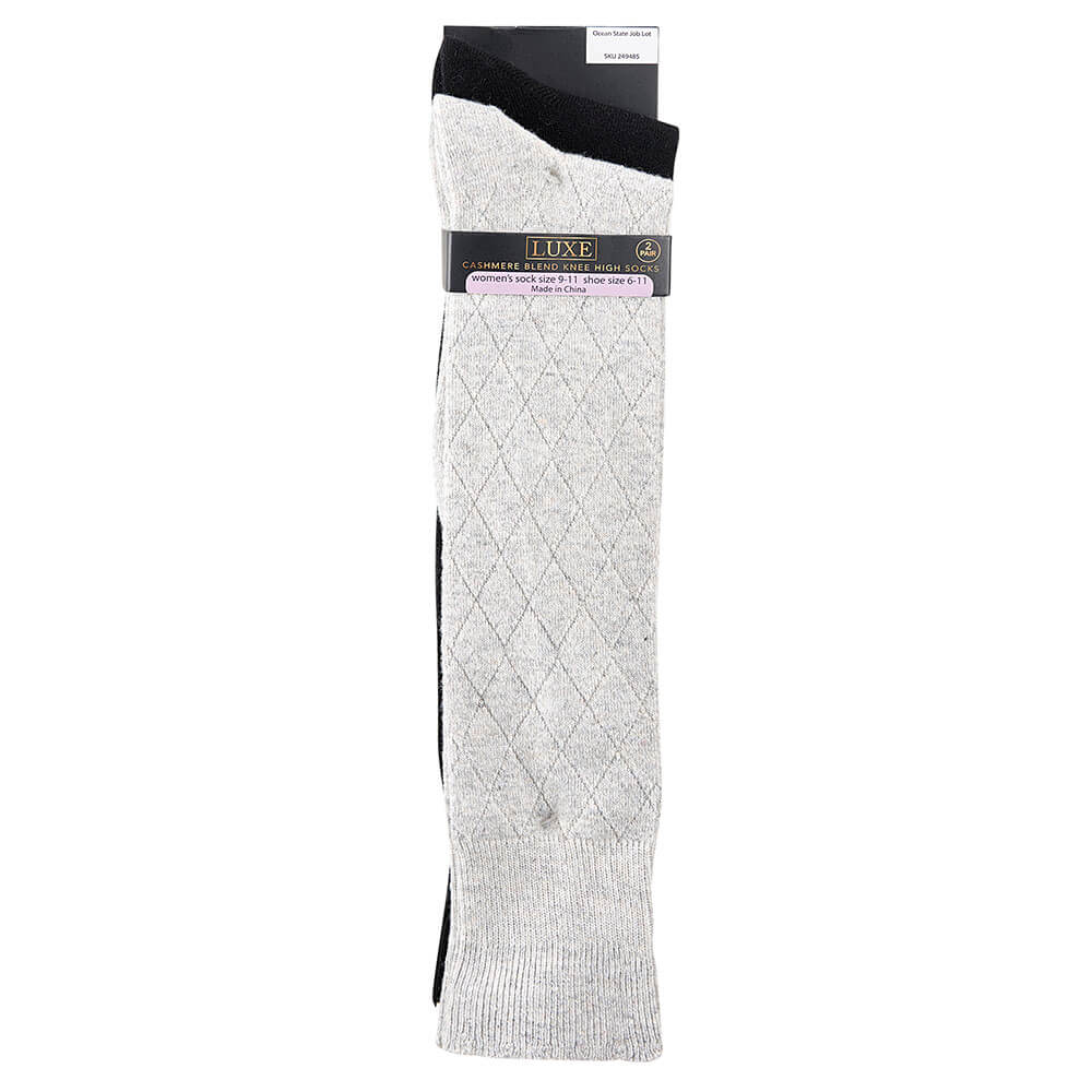 Luxe Women's Cashmere Blend Knee High Sock, 2 Pair