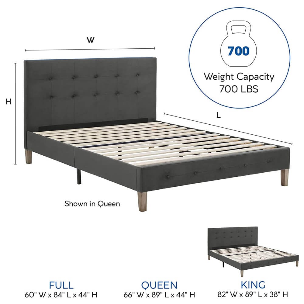 Classic Brands Seattle Modern Tufted Upholstered Full Platform Bed Frame, Antonio Midnight