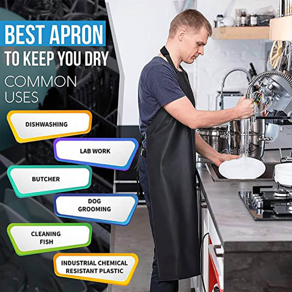 Aulett Home 35” Heavy-Duty Waterproof Vinyl Apron, Black