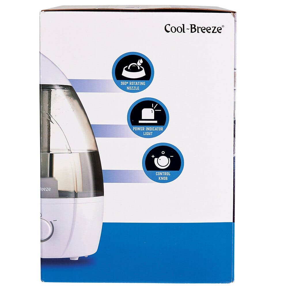 Cool~Breeze 25W Ultrasonic Cool Mist Humidifier, 1 Gal