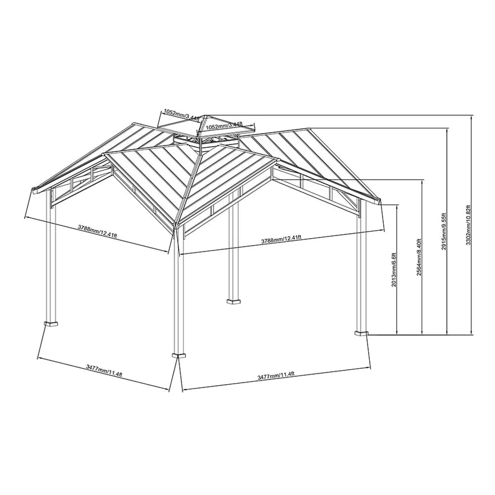 12' x 12' Steel Hardtop Pavilion