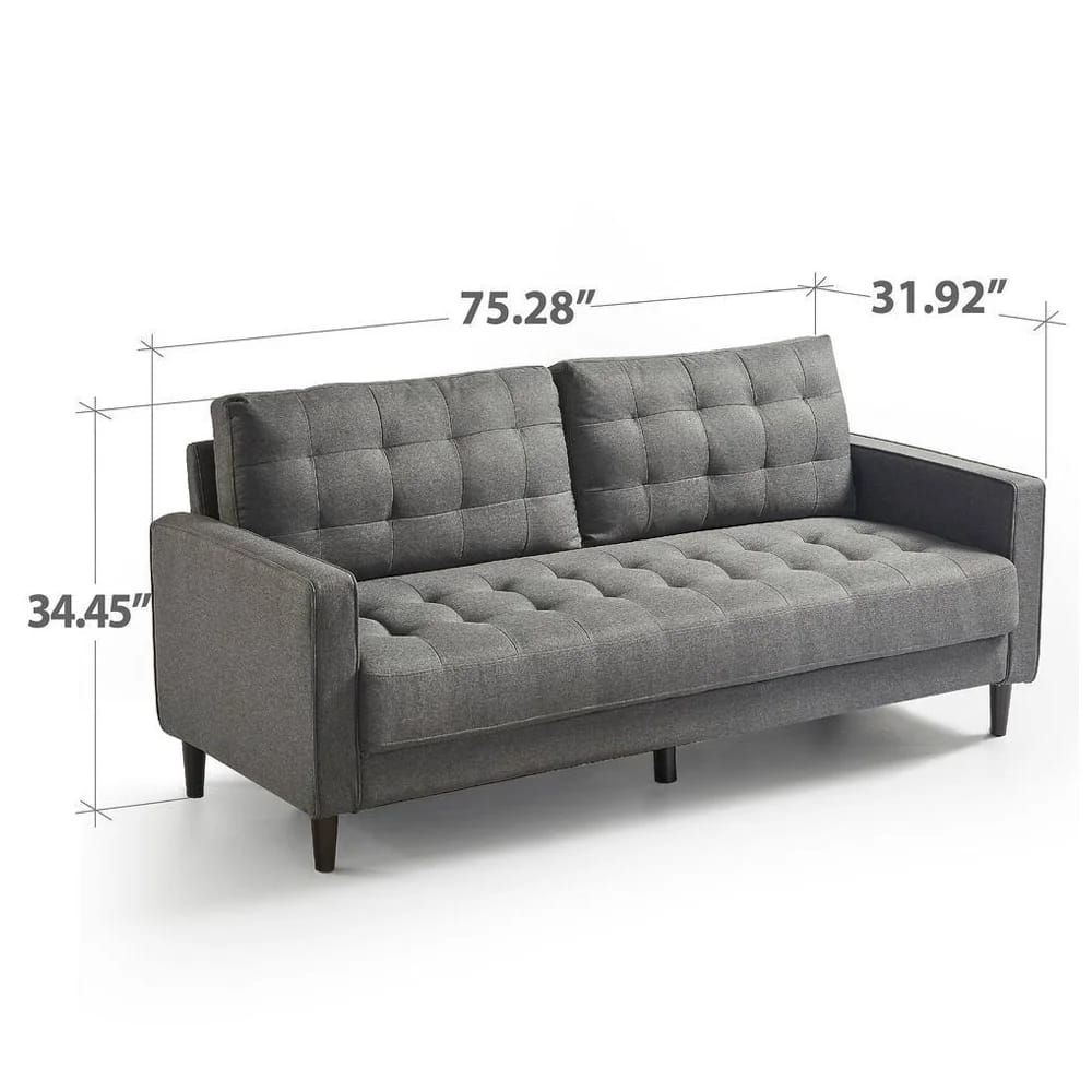 Zinus Benton 3-Seat Upholstered Sofa, Dark Gray
