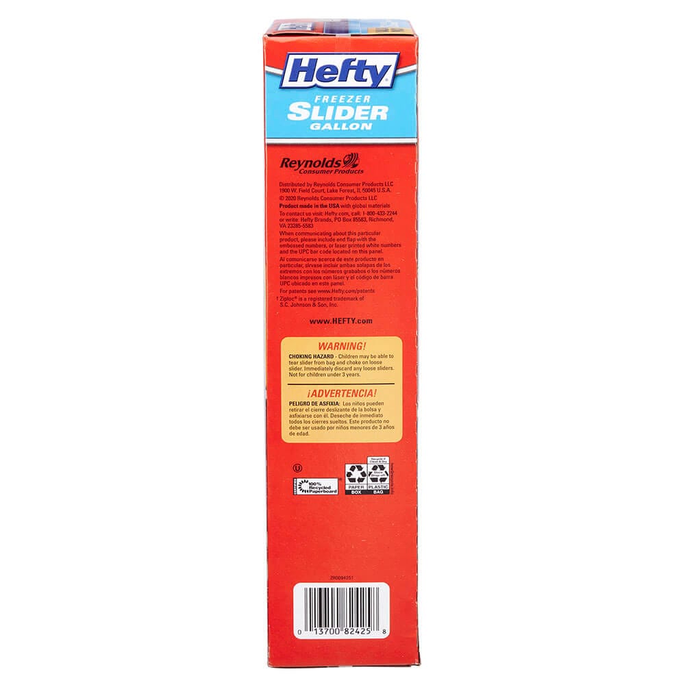 Hefty Freezer Gallon Slider Bags, 25 Count