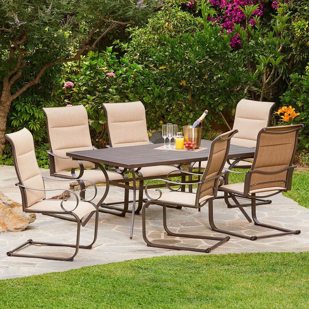 Royal Garden Spring Hills Aluminum 7-Piece Patio Dining Set, Tan