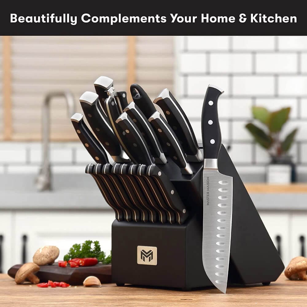 Master Maison 19Piece Kitchen Knife Set with Wooden Kitchen Knife