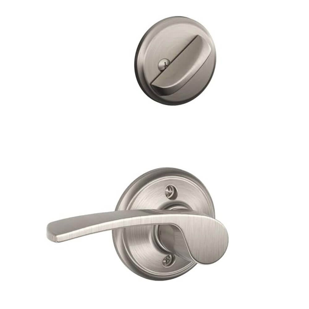 Schlage Merano Interior Right-Handed Door Lever with Deadbolt, Satin Nickel