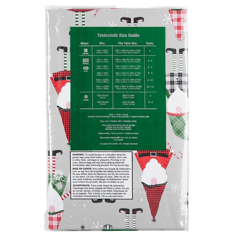 Seasonal Greetings Holiday Vinyl Tablecloth with Flannel Backing