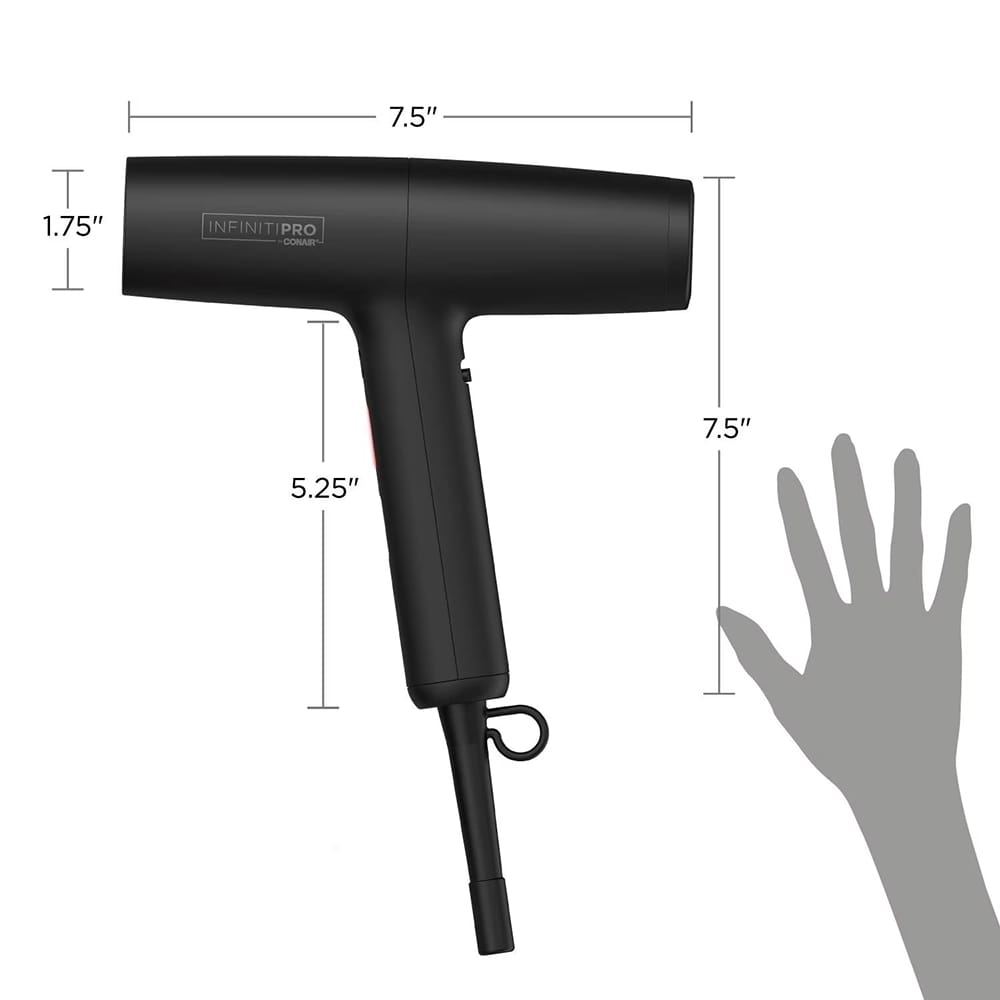 Conair InfinitiPRO Hair Dryer with Brush and Storage Bag, Black