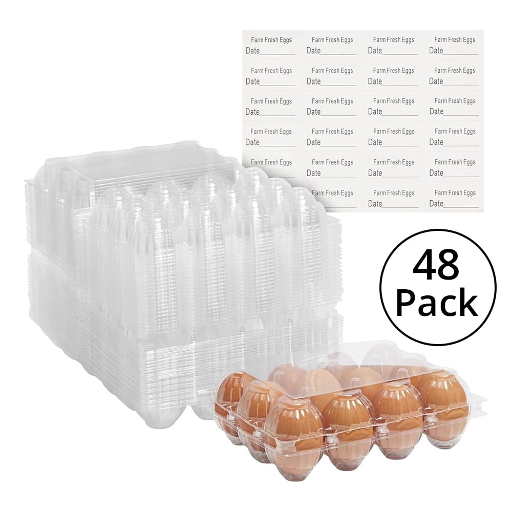 Stockroom Plus Clear Plastic Egg Cartons, 48 Pack