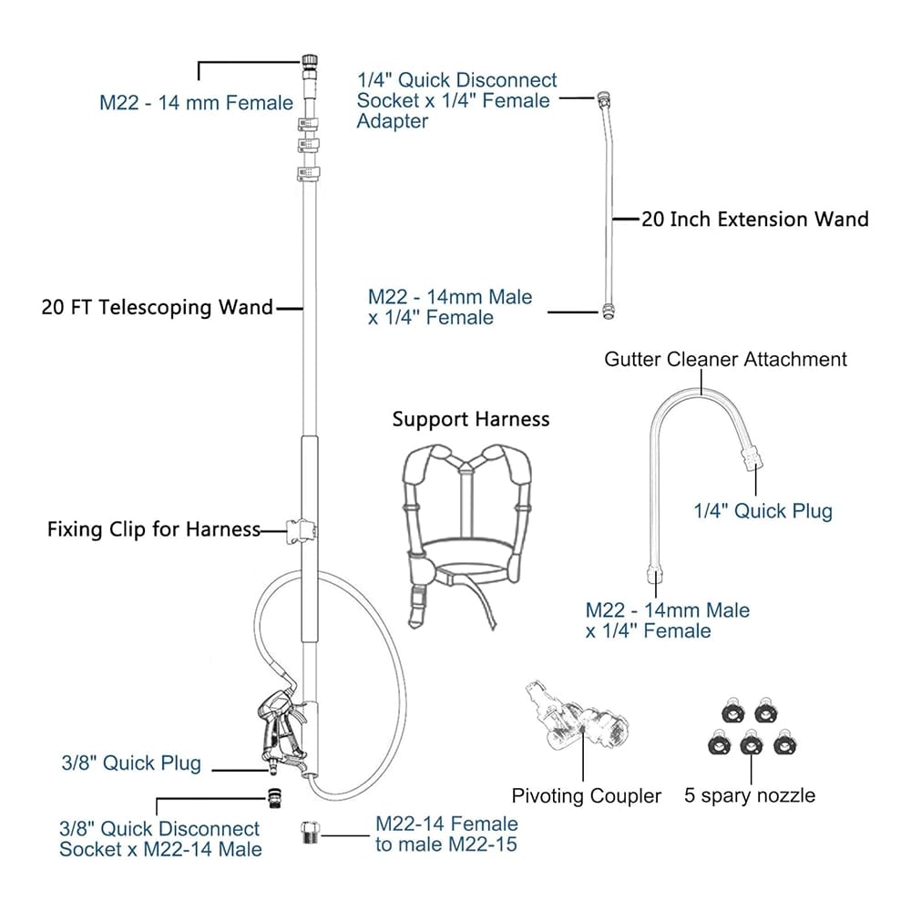 Edou 19' Telescoping Pressure Washer Wand