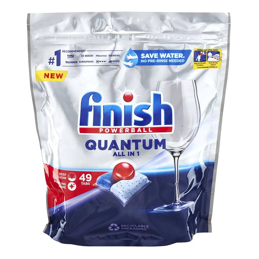 Finish Powerball Quantum All-In-1 Dishwashing Tabs, 49 Count