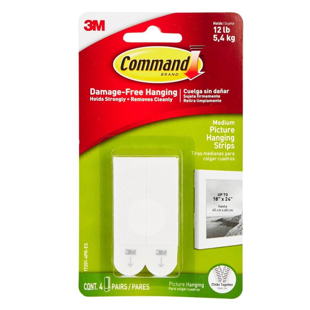 Command 3M Medium White Picture Hanging Strips, 4-Count