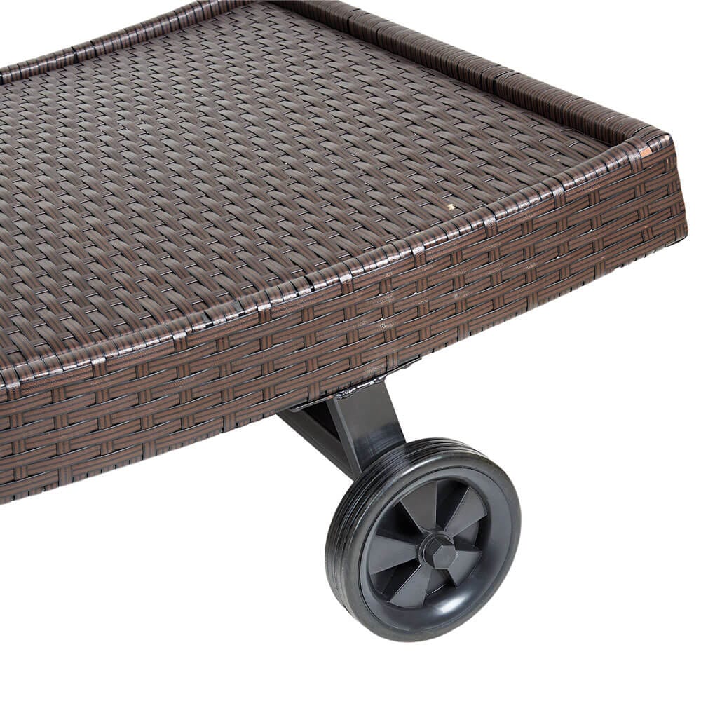 All-Weather HDPE Resin Wicker Chaise Lounge, Set of 2, Brown