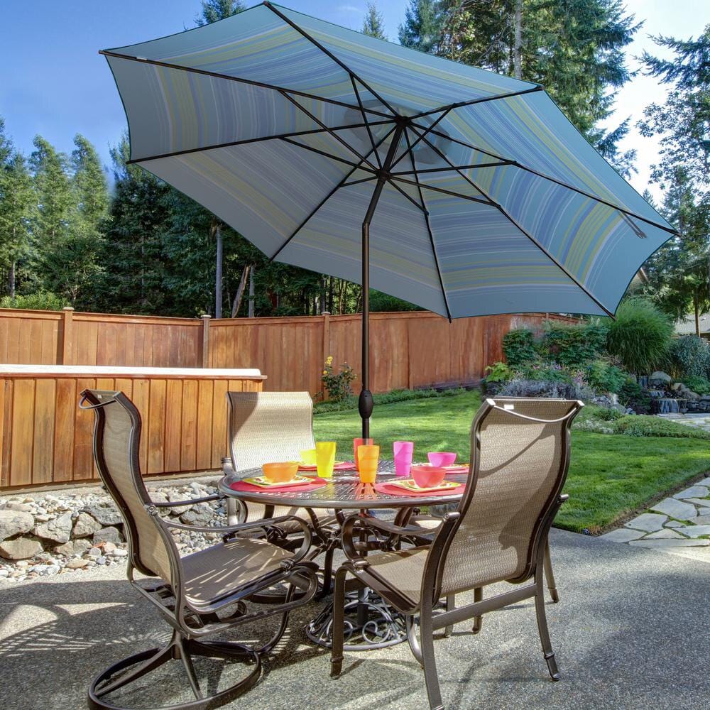 Abba Patio Outdoor Market Umbrella, 11', Turquoise Stripe