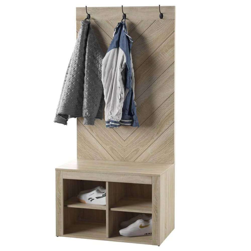 Hall Tree Coat Closet Rack with Rod Hooks Clothes Wardrobe Shelves