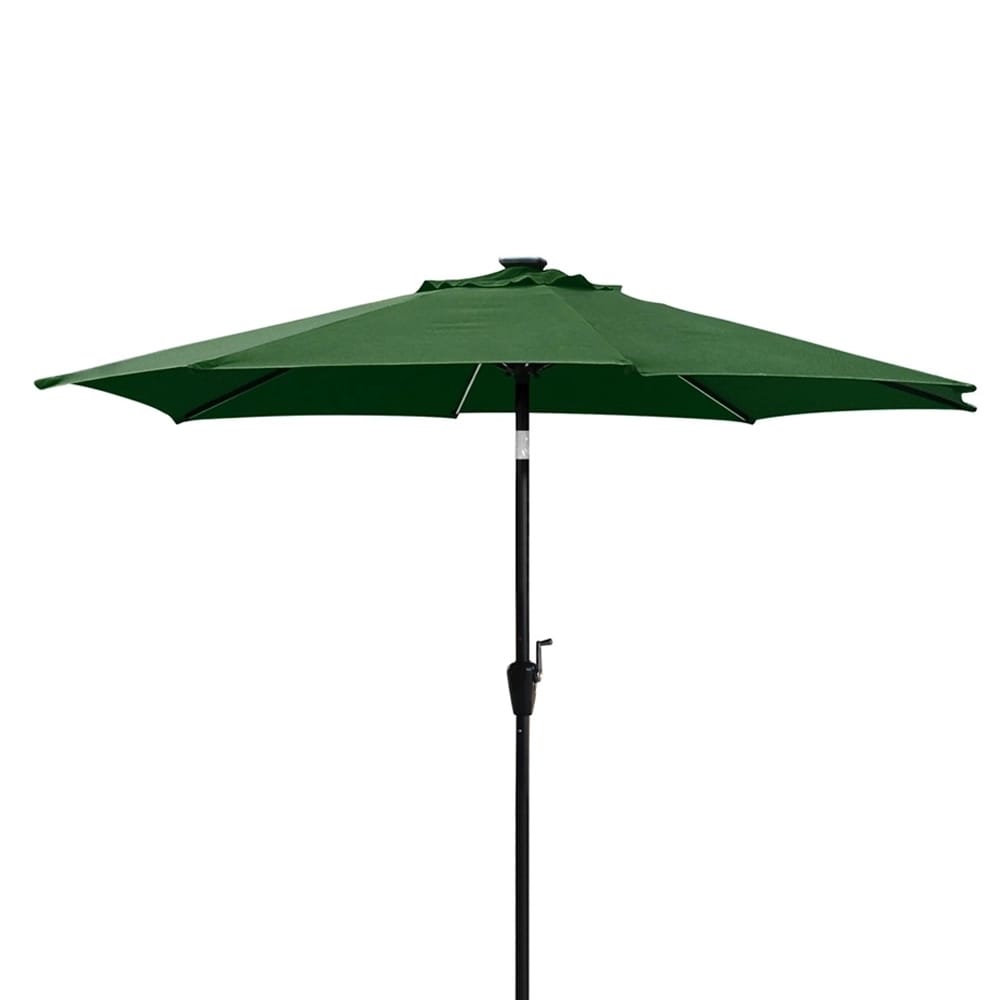 Jeco 9' Aluminum Patio Umbrella with Crank and Solar Guide Tubes, Green/Black
