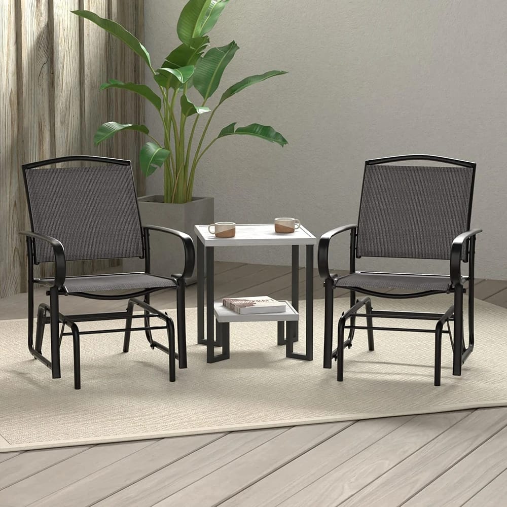 Outdoor Patio Glider Chairs, Black, Set of 2