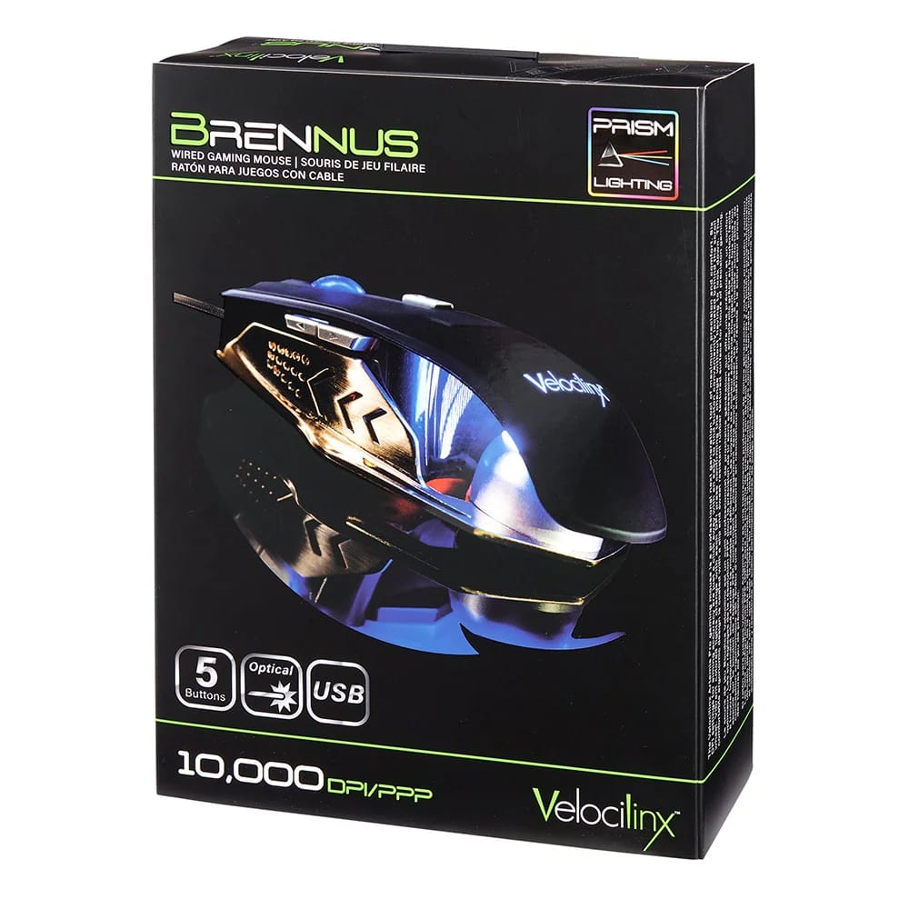 Velocilinx Optical Gaming Mouse, Silver/Black