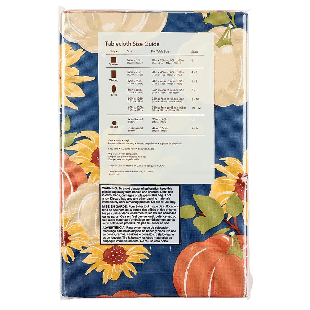 Bountiful Harvest Vinyl Tablecloth with Flannel Backing