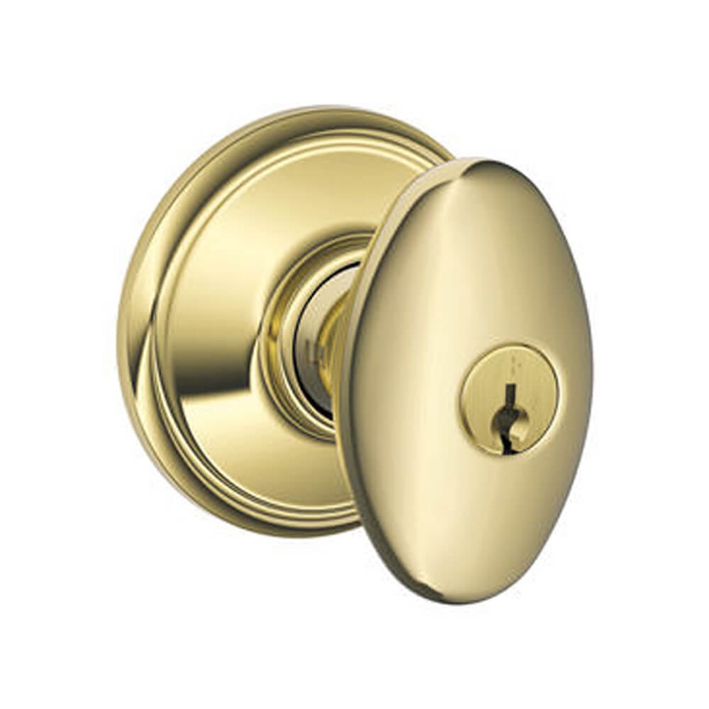 Schlage Siena Storeroom Keyed Entry Door Knob, Bright Brass