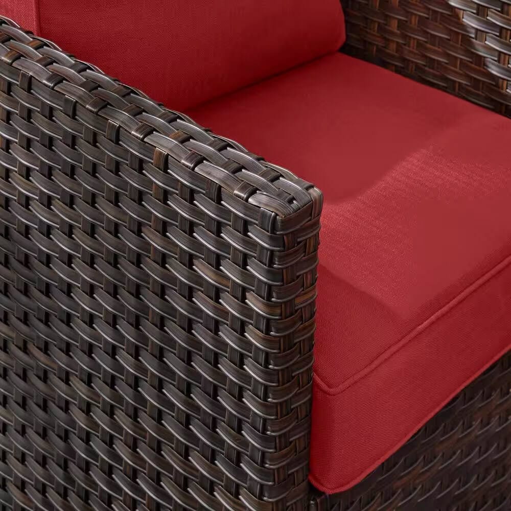 StyleWell Sharon Hill 5-Piece Resin Wicker Patio Conversation Set, Chili Red