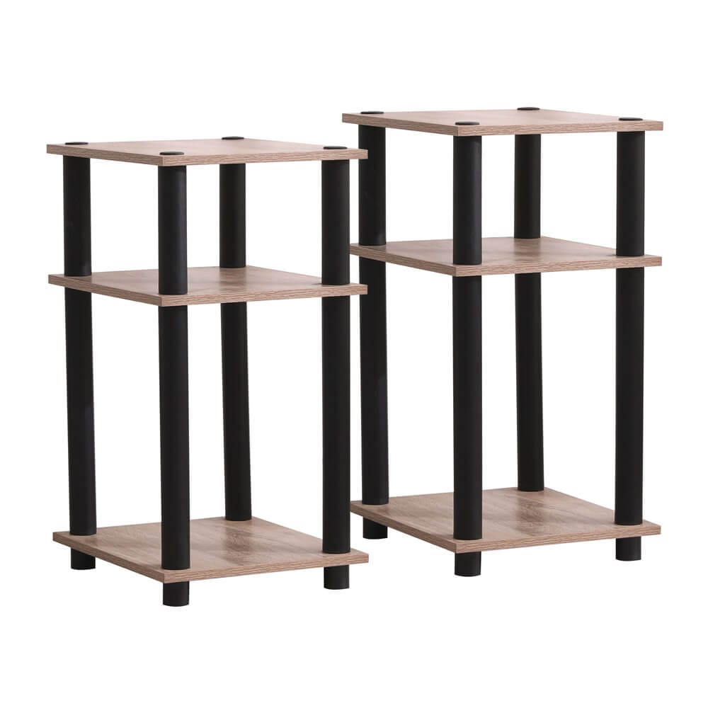 Turn-N-Tube End Table, Set of 2, Oak/Black